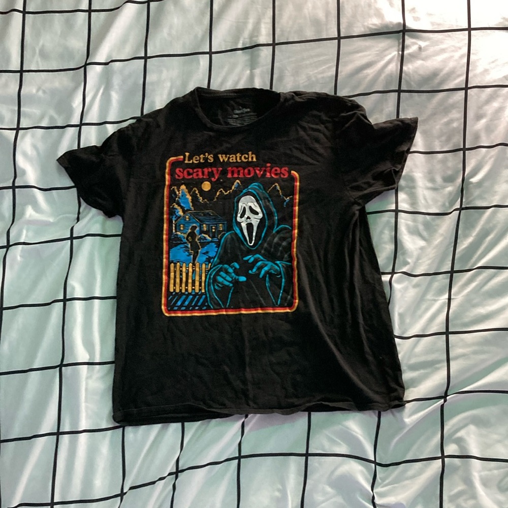 “Let’s Watch Scary Movies” Goastface Graphic T-Shirt